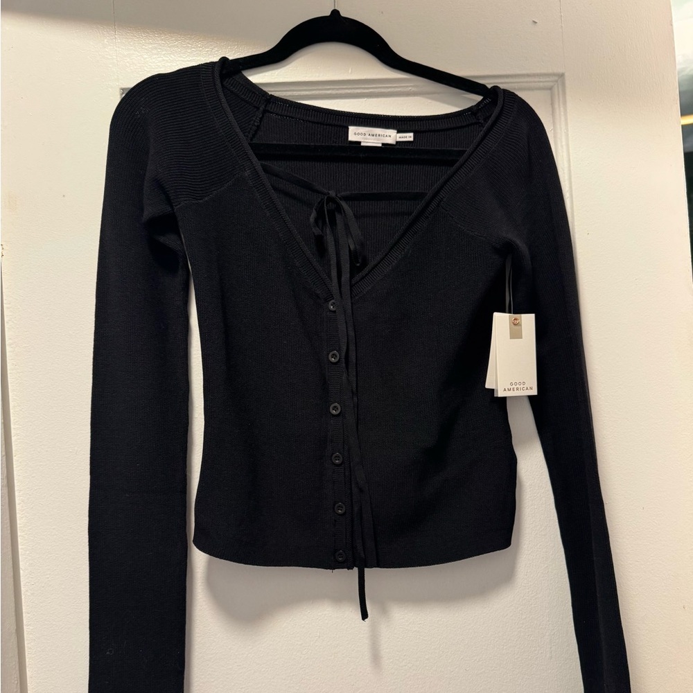 Good American Black Button-Down Top